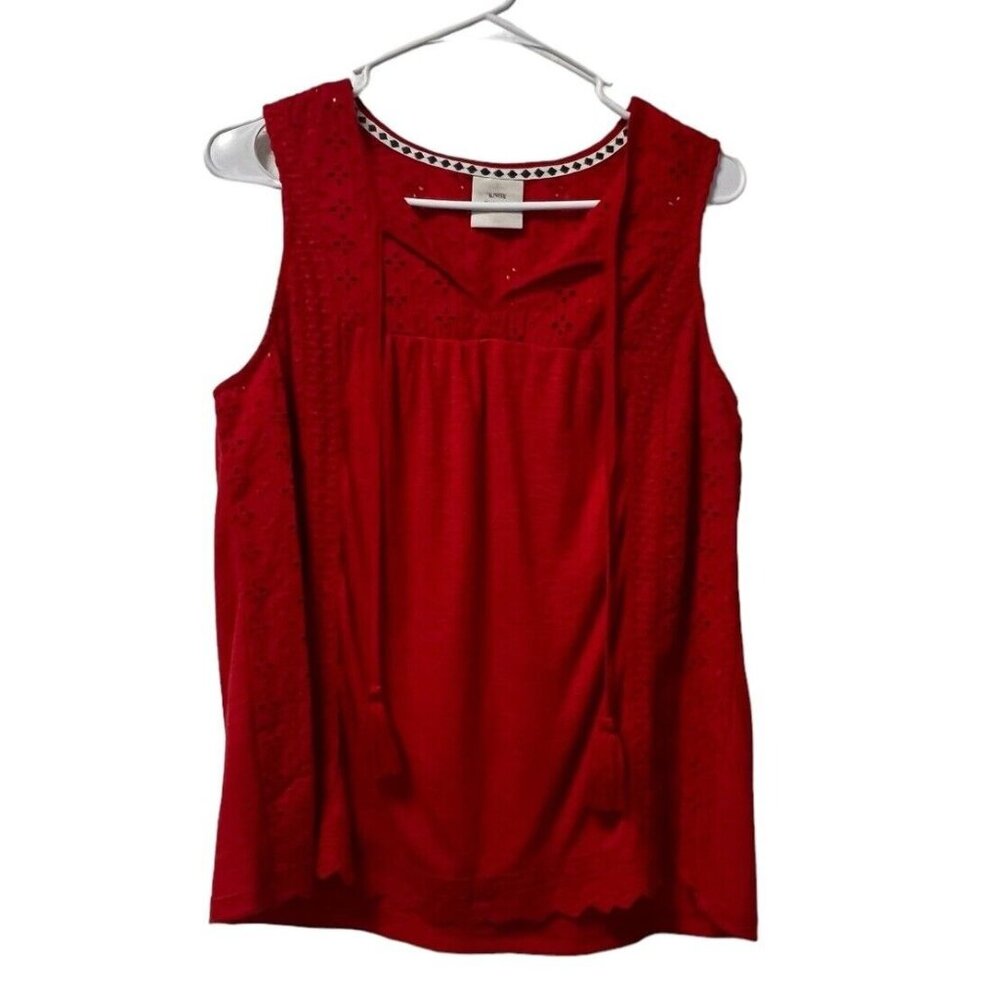 Knox Rose Women Size Measured Top Sleeveless Tassle Boho Peasant Preppy Hippie